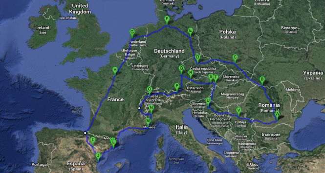 Traseu Europa in 80 de zile
